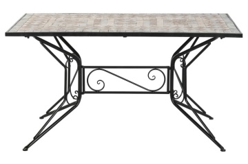 Masă dining de exterior din fier forjat, cu design mozaic ceramic, stil mediteraneean, "Tesera"