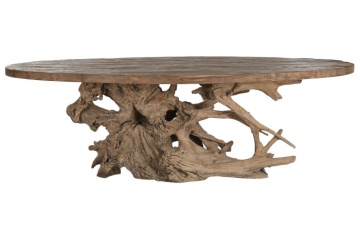 Masă dining din lemn exotic de tec, finisaj natur brut , „Grand Loft”