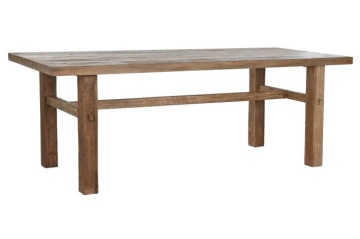 Masă dining din lemn masiv de tec reciclat, natur, 10 locuri, cu picioare masive, 78 x 220 x 90 cm, „Rusti” - Img 2