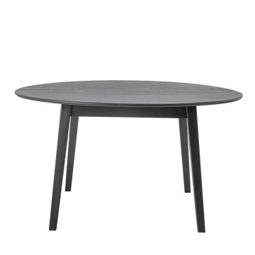 Masă dining rotundă din lemn masiv, negru, cu finisaj mat, 140x76 cm, „Peron"