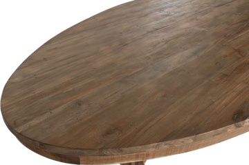 Masă dining sculptată ovală din lemn de tec, natur, 10 locuri, cu două coloane strunjite, 78 x 220 x 110 cm, „Aurea” - Img 4