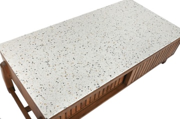 Masuta de cafea din lemn de acacia si marmura, 127X67X47 cm, " Terrazo " - Img 6