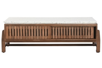 Masuta de cafea din lemn de acacia si marmura, 127X67X47 cm, " Terrazo " - Img 7