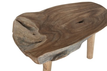 Măsuță de cafea din lemn de tec, natur, cu blat din trunchi și picioare din ramuri, finisaj natural, 50 x 110 x 70 cm, „Brezia” – Ethnic Collections - Img 3