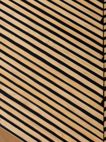 Măsuță de cafea hexagonală din bambus, natur și negru, cu model chevron și bază evazată, 45 x 74 cm, „Louxor” - Img 7