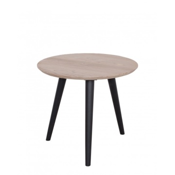 Masuta de cafea, natur, din lemn, D50 cm, aspect rustic, Oslo