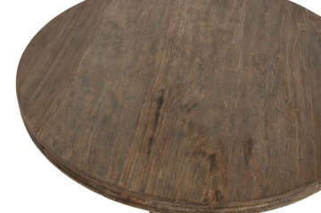 Măsuță de cafea rotundă din lemn de tec reciclat, natur, cu picioare strunjite, finisaj mat, 30 x 100 cm, „Aruna” – Ethnic Collections - Img 3