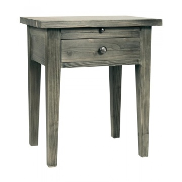 Noptiera gri, din lemn de pin, cu sertar, aspect rustic, Country - Img 2