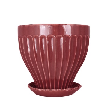 Oală decorativă vintage din ceramică stoneware, burgundy „Anna”
