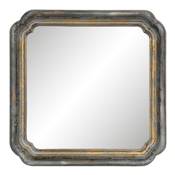 Oglinda de perete, din lemn, cu aspect vintage, 44x44 cm