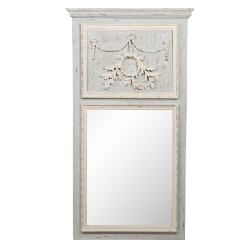 Oglinda de perete, gri, din lemn, aspect vintage, 65x5x120 cm