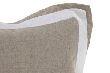 Pernă decorativă pătrată din in natural, 50 x 50 cm, 525 g, bej natural, husă cu fermoar, „Linen Cushion Square" - Img 4