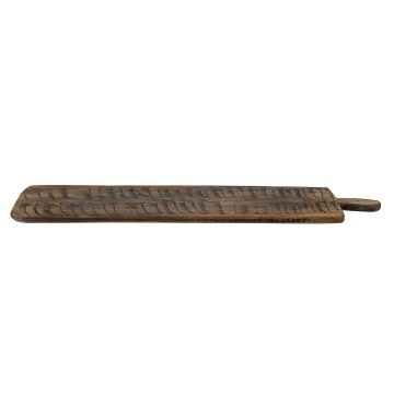 Platou decorativ din lemn reciclat, cu model gravuri antice, „Gratia", 53 x 20 x 1,5 cm - Img 3