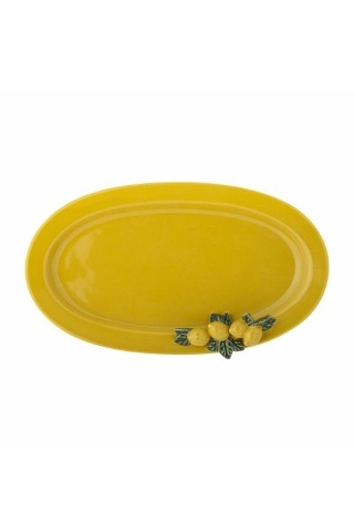 Platou oval din ceramică stoneware cu lămâi în relief, L36×W21×H5 cm, „Limone Serving Plate" - Img 3