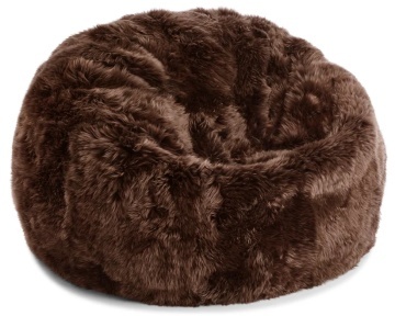 Pouf rotund din 100% blană naturală de oaie din Noua Zeelandă, cu fir lung, D93 × 92 cm, „Chocolate L”