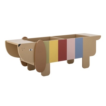 Raft de cărți pentru copii din lemn, multicolor, cu decupaje în formă de câine, 108x37x32 cm, „Charlie" - Img 5