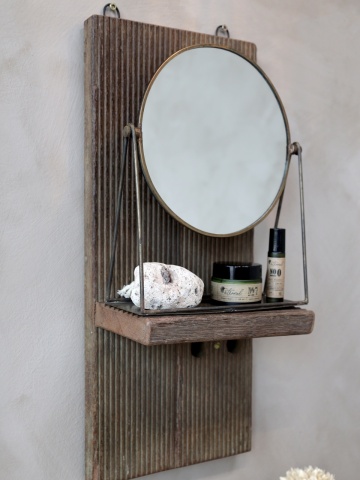Raft de perete din lemn reciclat, cu design vertical, Grimaud - Img 4