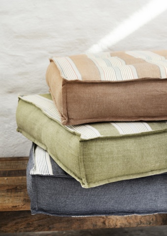 Saltea pătrată din bumbac în dungi pentru podea și terasă, 60×60×12 cm, „Stripe Sitting Pad" - Img 2