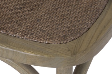 Scaun dining din lemn de ulm cu spătar și șezut împletit din rattan, 44×42×95 cm, „Medallion" - Img 5