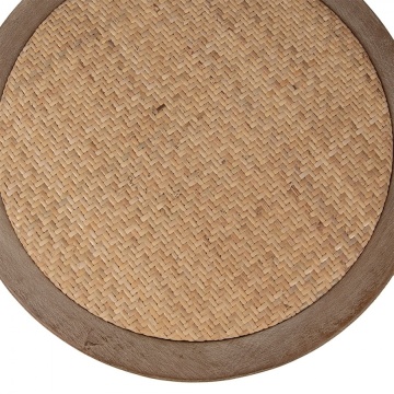 Scaun dining din lemn masiv curbat și răchită, maro, cu spătar în buclă dublă și șezut rotund împletit, finisaj patinat, 88 x 42 x 44 cm, „Josette” - Img 4