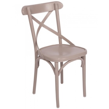 Scaun dining din lemn masiv de fag, bej, cu spătar în X din lemn curbat, finisaj patinat, 85 x 40 x 53 cm, „Country Chic” - Img 2