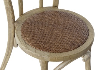 Scaun dining natur din lemn masiv de ulm cu șezut și spătar împletit din rattan, 89x43x44 cm, „Manoir" - Img 3