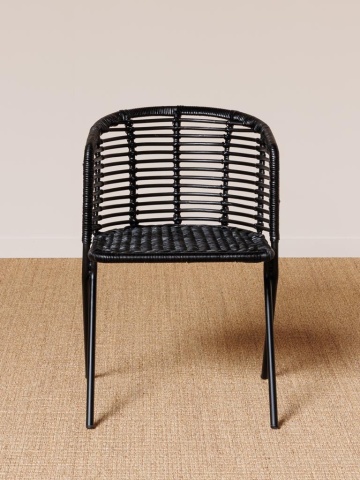 Scaun dining, negru, din rattan, Panama - Img 2