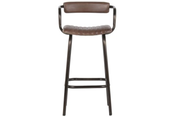 Scaun înalt de bar din metal si piele naturala, stil vintage, "Rotor" - Img 2