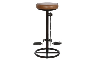 Scaun inalt de bar din piele naturala si metal, stil industrial ,"Rotor" - Img 5