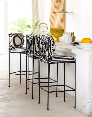 Scaun inalt din metal si bumbac , cu design abstract , "Palm Springs" - Img 2