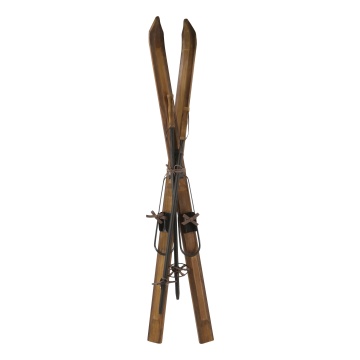 Schiuri decorative vintage cu bete din metal, H120 cm, „Vintage Skis”