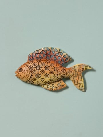 Set 2 decorațiuni de perete pește din rășină, design tribal, H25,5 cm - Img 4