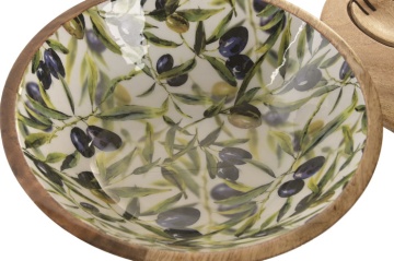 Set 3 boluri salată Mediterranean verde cu accente naturale din lemn de mango cu structură din rășină – "Olivia" - Img 3