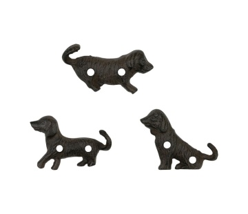 Set 3 cuiere decorative din fonta, L8 cm, Le Chien - Img 1