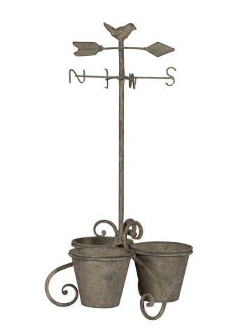 Set 3 ghivece shabby chic rotunde din metal, "Weathercock"