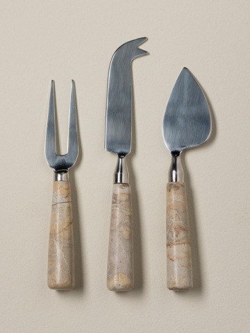 Set 3 ustensile pentru brânzeturi din inox și marmură, 16,5 cm , "Sand" - Img 2