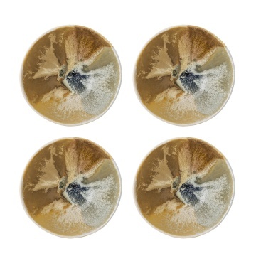 Set 4 boluri din ceramică artizanală, maro antichizat, finisaj patinat, 15×8 cm, „Lacey" - Img 2