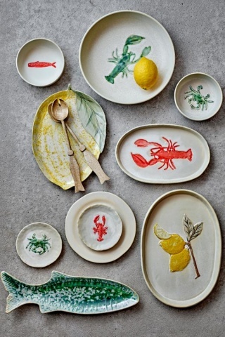 Set 4 farfurii din ceramică natur cu lămâie sculptată în relief, 21×2 cm, "Hadden" - Img 3