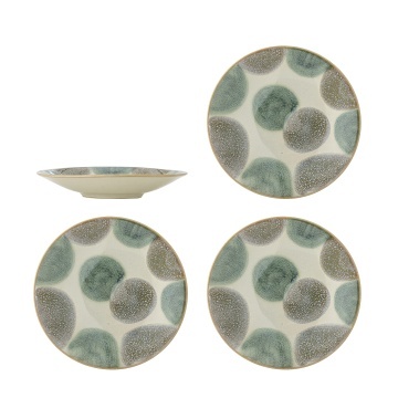 Set 4 farfurii din ceramică natur, pictate manual cu motive botanice, „Bethany", 20,5 x 4 cm (Copy 1)