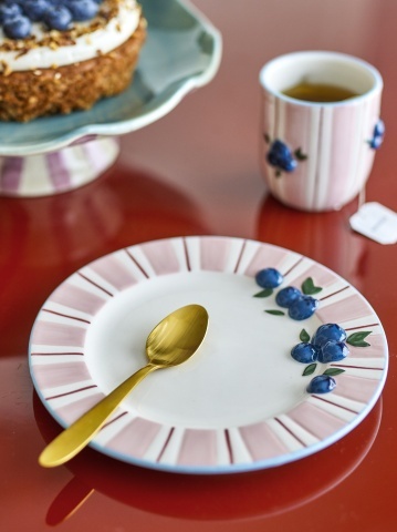 Set 4 farfurii din ceramică pictate manual, roz, D20,5×H2 cm, „Carry Plate" - Img 5