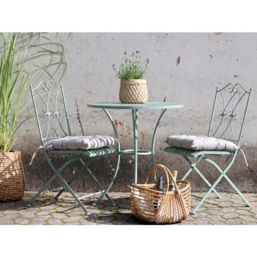 Set bistro pentru exterior din metal verde antichizat cu masă și 2 scaune, „Antique Verte” - Img 3