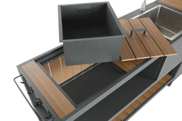 Set bucătărie de exterior din aluminiu și lemn compozit, 236 x 50 x 91 cm, „Isla Outdoor Kitchen Set" - Img 9