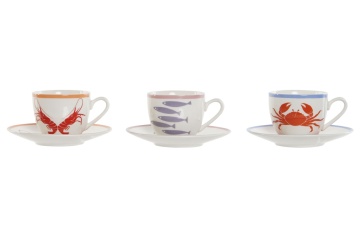 Set cană espresso și farfurioară din porțelan cu motive marine, 90 ml, 8,5×6×5 cm, „Aigua" - Img 2