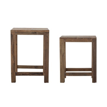 Set de 2 măsuțe laterale rustice din lemn reciclat maro, 26x40x50 cm și 36x40x57 cm, „Galen" - Img 4