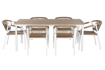 Set dining exterior din aluminiu și rășină, masă + 5 scaune - Img 12
