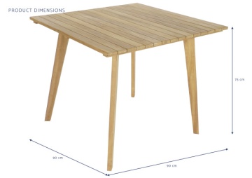 Set dining exterior din lemn de tec și frânghie, masă și 4 scaune, 5 piese, finisaj natural, „Terrawood” - Img 5