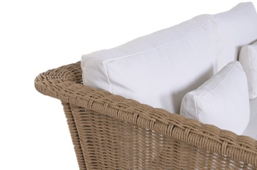 Set lounge exterior din rattan sintetic și structură din aluminiu cu canapea, 2 fotolii, masă și perne, finisaj natural, „Malibu” - Img 2