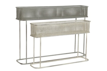 Set suporturi ghivece alb antichizat din metal, 100×22×70 cm și 80×20×53 cm, „White" - Img 4