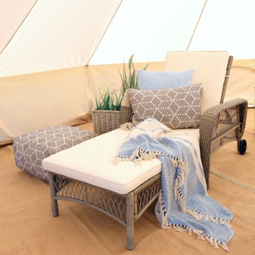 Șezlong de exterior reglabil cu roți și pernă din rattan sintetic pentru grădină și terasă, stil boho chic, „Riviera” - Img 2