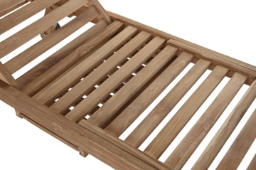 Șezlong exterior din lemn de tec cu roți și spătar reglabil, finisaj natural, „Marino” - Img 4